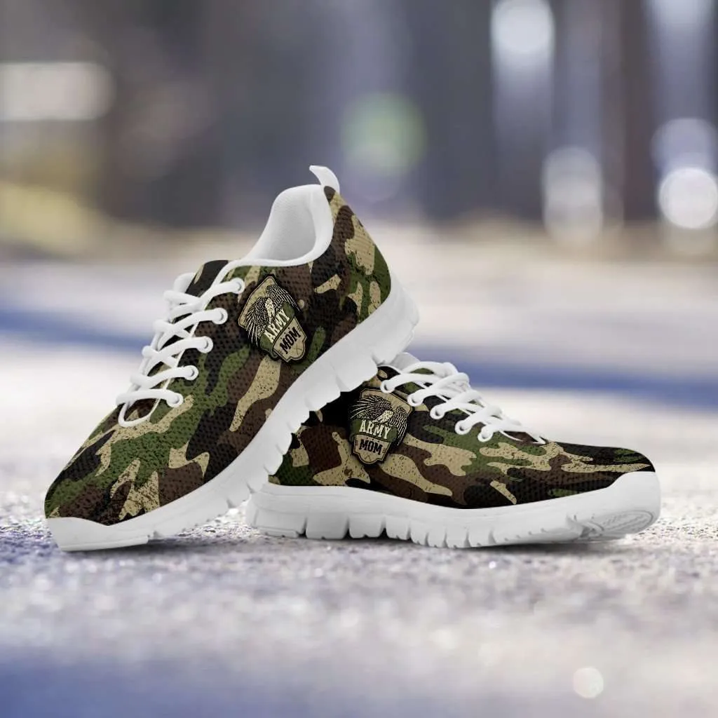 Army Mom Green Camouflage Mesh Fabric Running Shoes