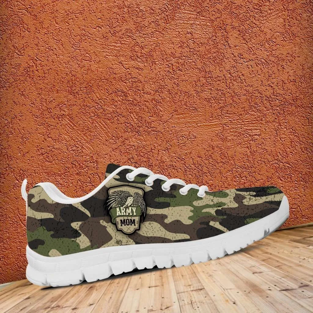 Army Mom Green Camouflage Mesh Fabric Running Shoes