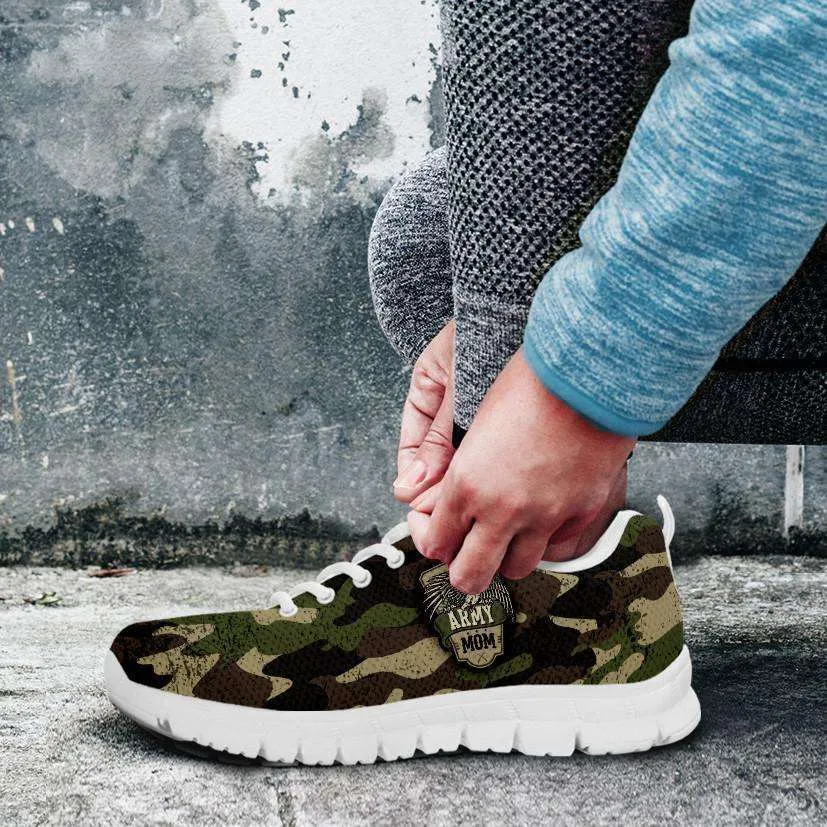 Army Mom Green Camouflage Mesh Fabric Running Shoes