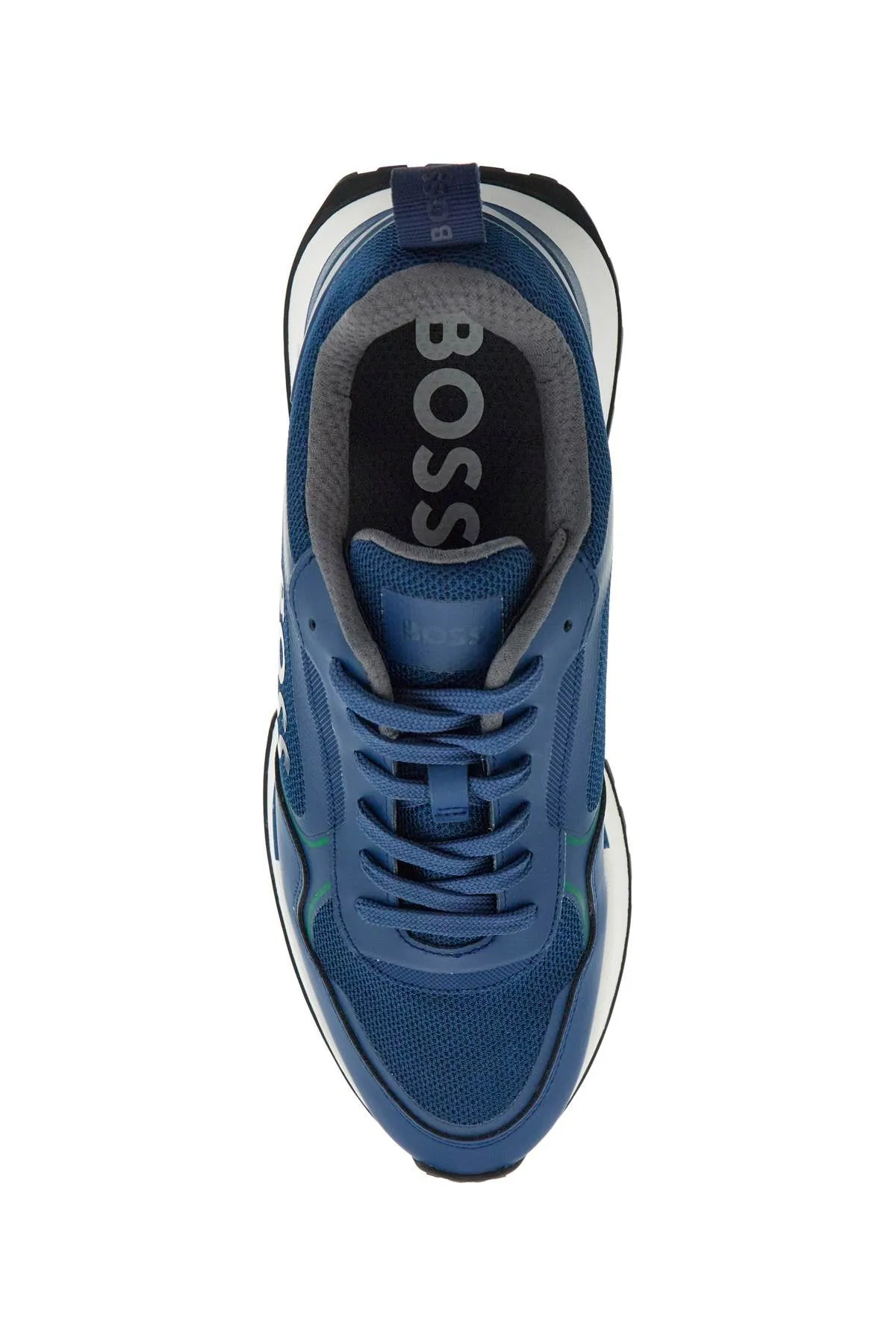 breathable blue sneakers with green details and white sole 50521976 OPEN BLUE