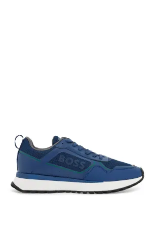 breathable blue sneakers with green details and white sole 50521976 OPEN BLUE