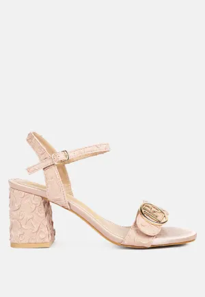 Chaplet Textured Block Heel Sandals