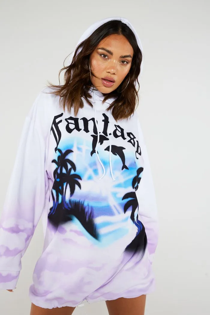Fantasy Heart Scene Print Hoodie Dress