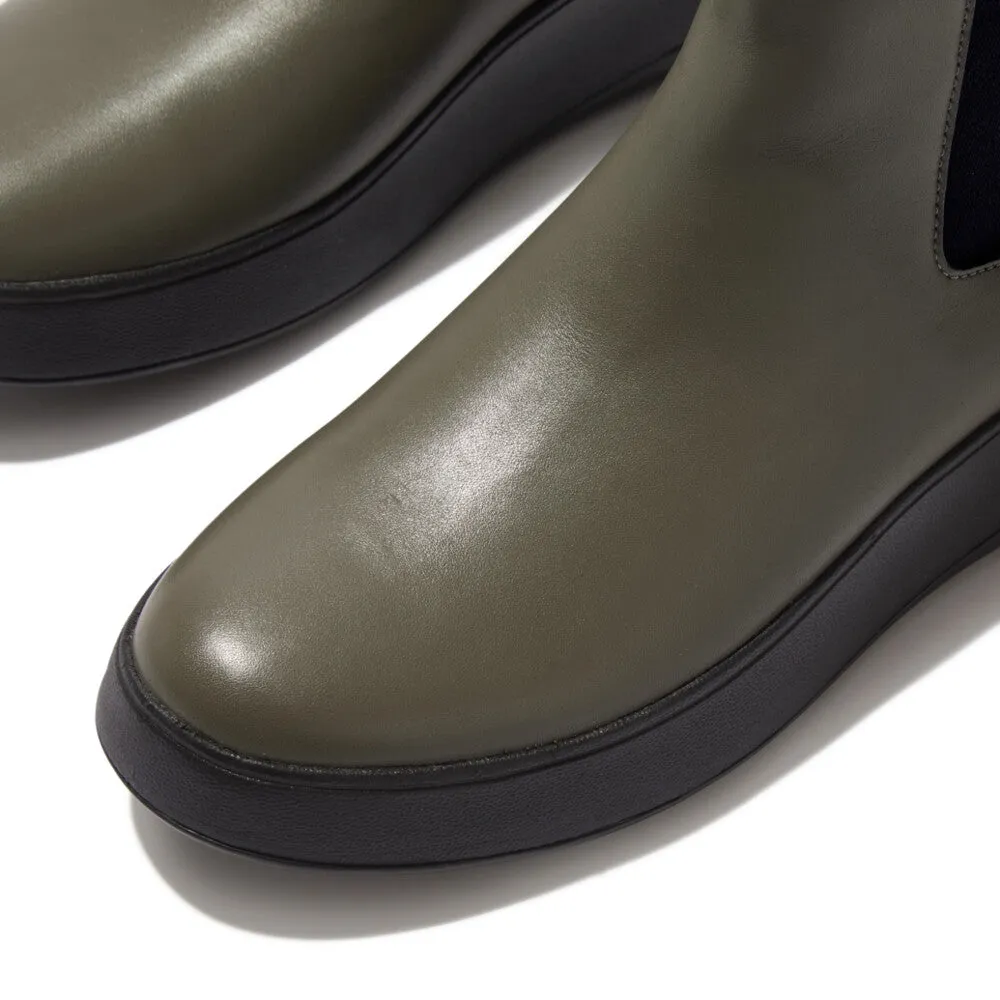 Fitflop F-Mode Flatform Chelsea Boots Deep Olive