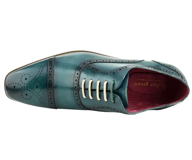 Genuine Leather Ag114 Teal Lace Up Men’s Dress Shoes