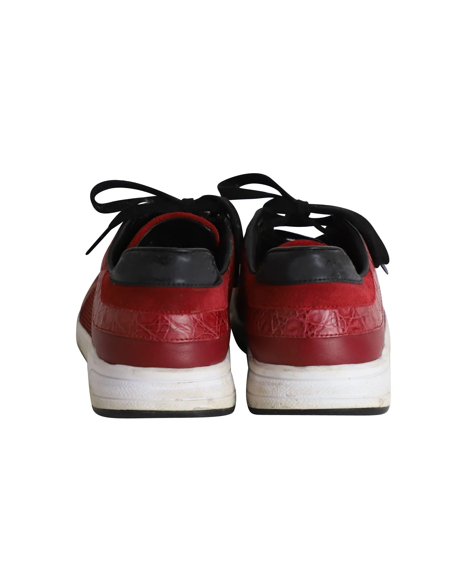Gucci Vintage Croco-Embossed Low-Top Sneakers in Red Leather and Mesh