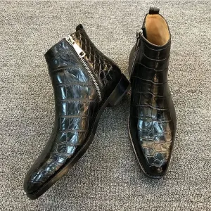 Men's black side zip dress boots casual ankle boots