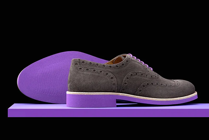 Mens Grey & Purple Suede Wingtip Dress Shoes - Size 12
