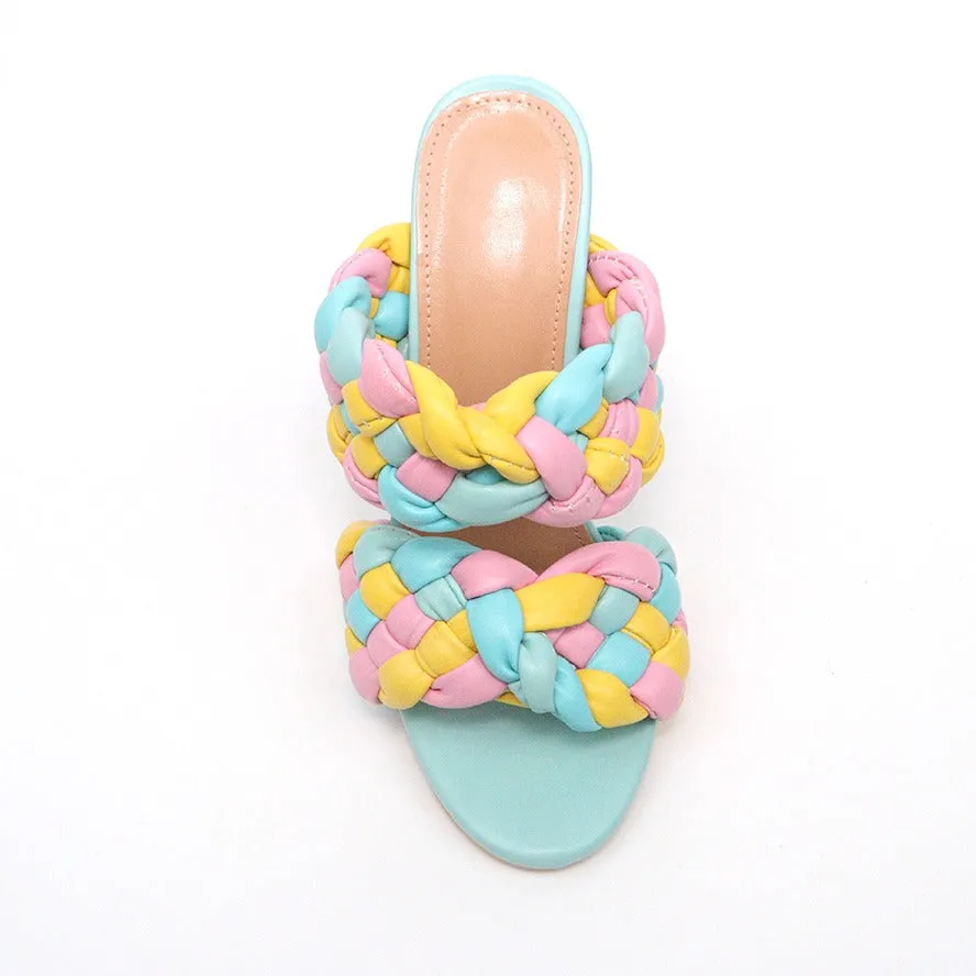 Multi Cotton Open Toe Heel