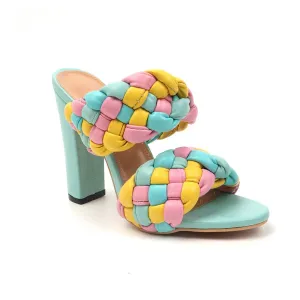 Multi Cotton Open Toe Heel