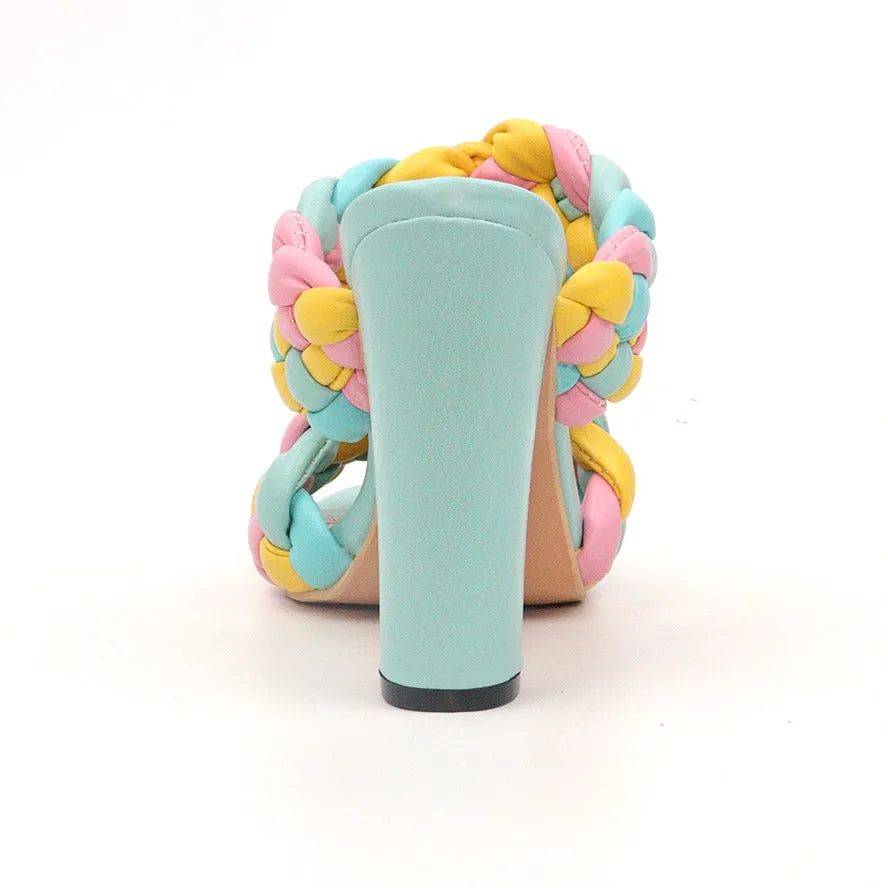 Multi Cotton Open Toe Heel