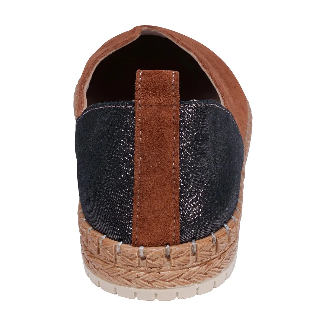 Paisley Olive Two Tone Suede Slip on Flats