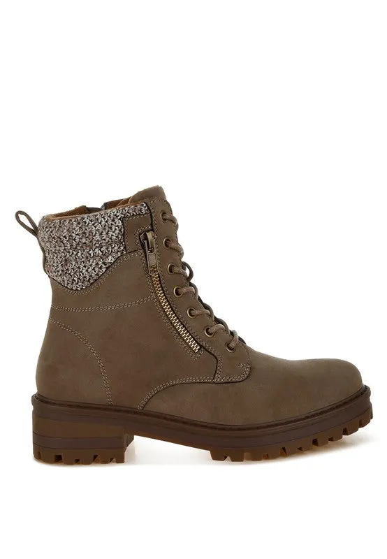 Rag Company Mahisha Knitted Collar Zip-Up Hiker Boots
