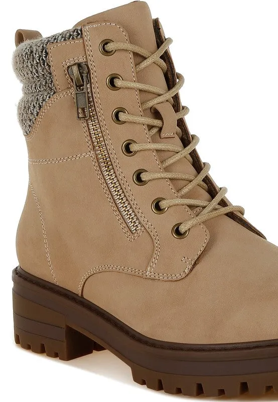Rag Company Mahisha Knitted Collar Zip-Up Hiker Boots