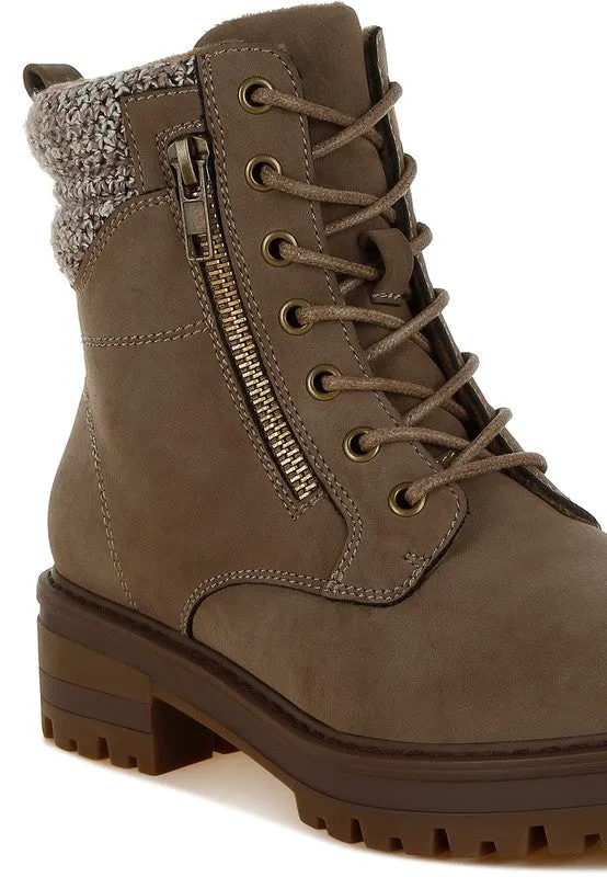 Rag Company Mahisha Knitted Collar Zip-Up Hiker Boots