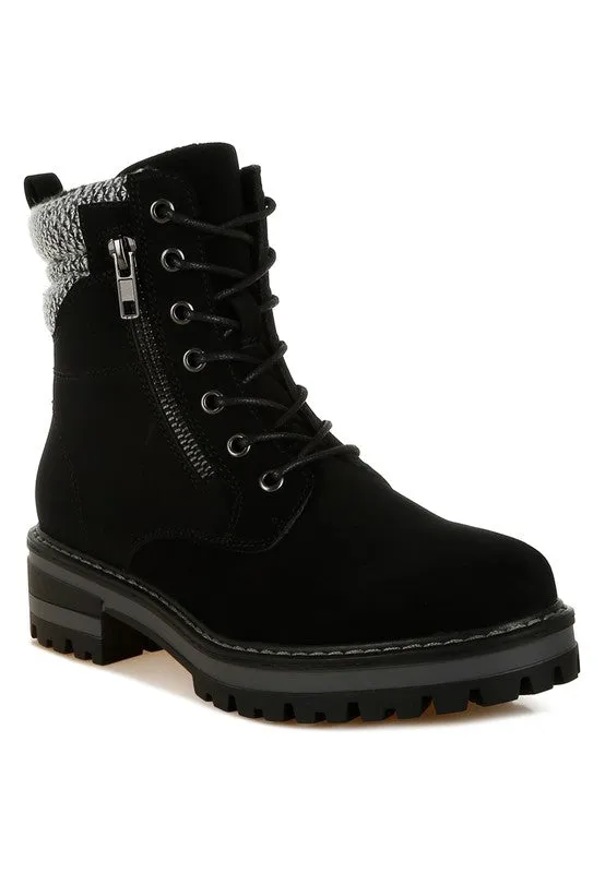 Rag Company Mahisha Knitted Collar Zip-Up Hiker Boots