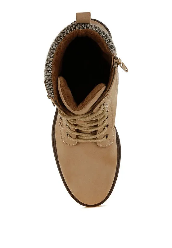 Rag Company Mahisha Knitted Collar Zip-Up Hiker Boots