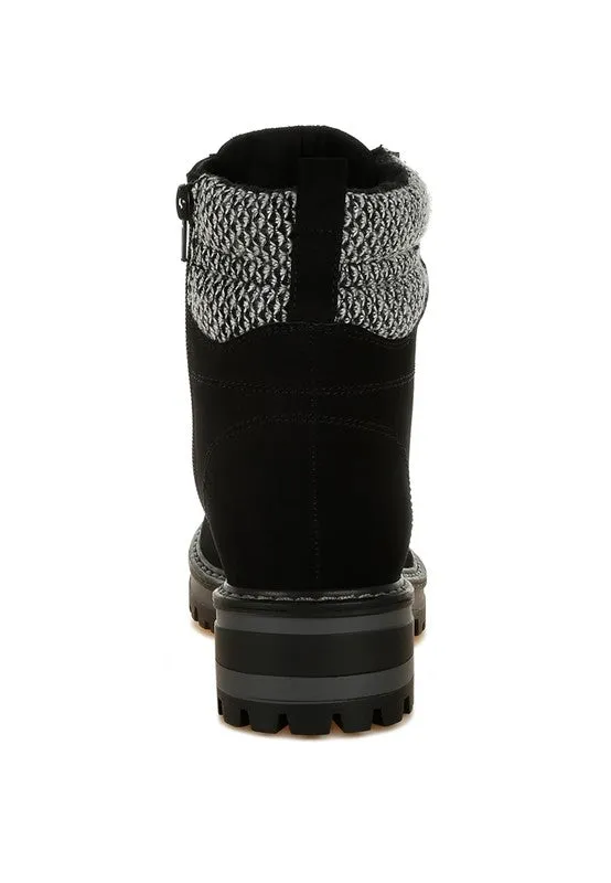Rag Company Mahisha Knitted Collar Zip-Up Hiker Boots