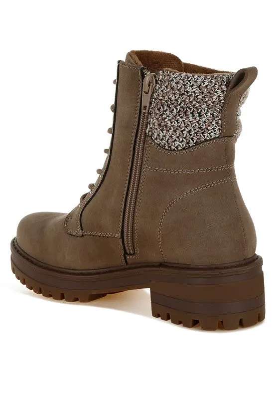 Rag Company Mahisha Knitted Collar Zip-Up Hiker Boots