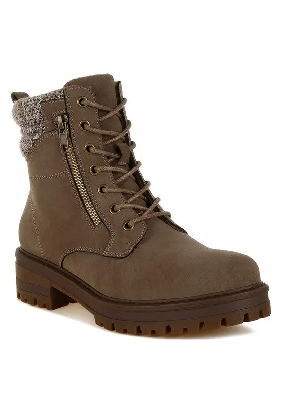 Rag Company Mahisha Knitted Collar Zip-Up Hiker Boots