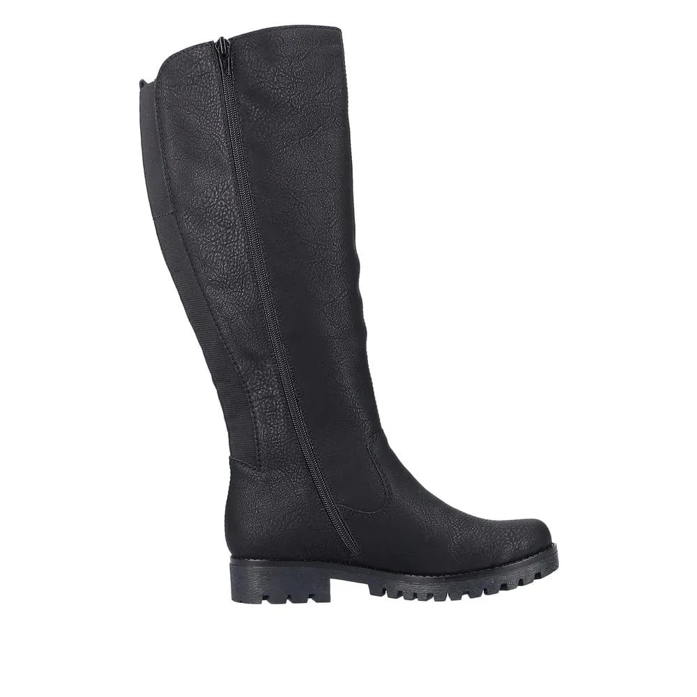 Rieker Women's Tall Zip Winter Boots- Black
