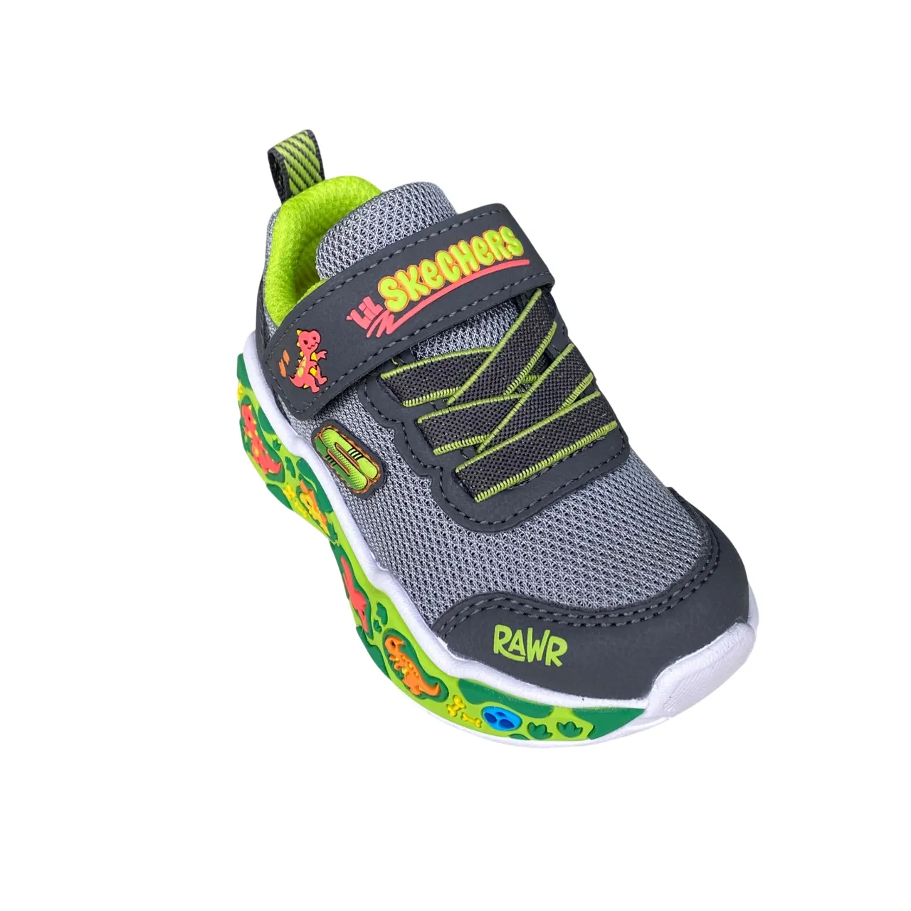Skechers scarpa da ginnastica da bambino con laccio elastico e velcro Play Scene 407312/CCLM grigio-verde
