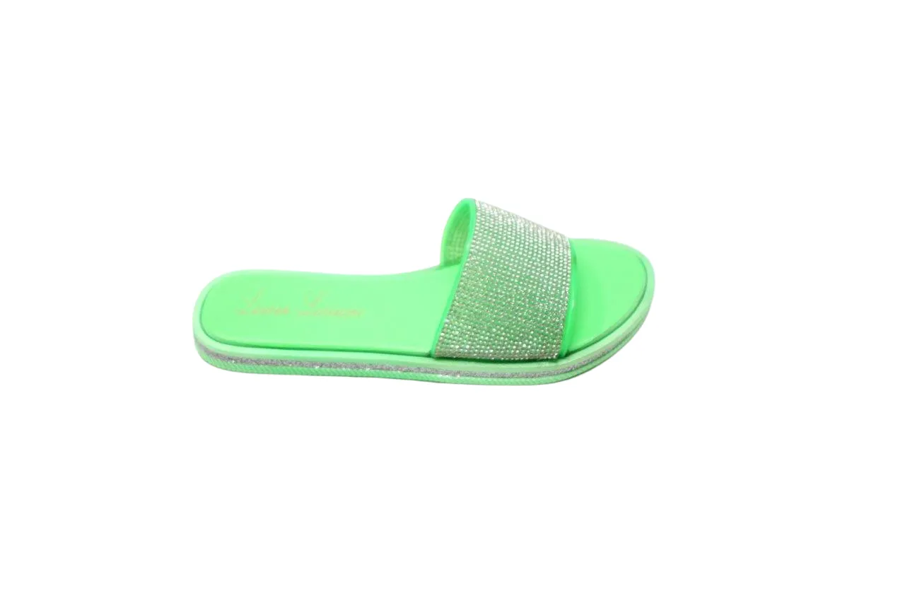 STACY 2 FLAT WITH FABRIC LINING AND RHINESTONE EMBELLISHMENTS