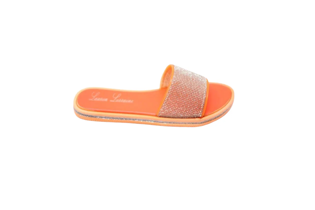 STACY 2 FLAT WITH FABRIC LINING AND RHINESTONE EMBELLISHMENTS