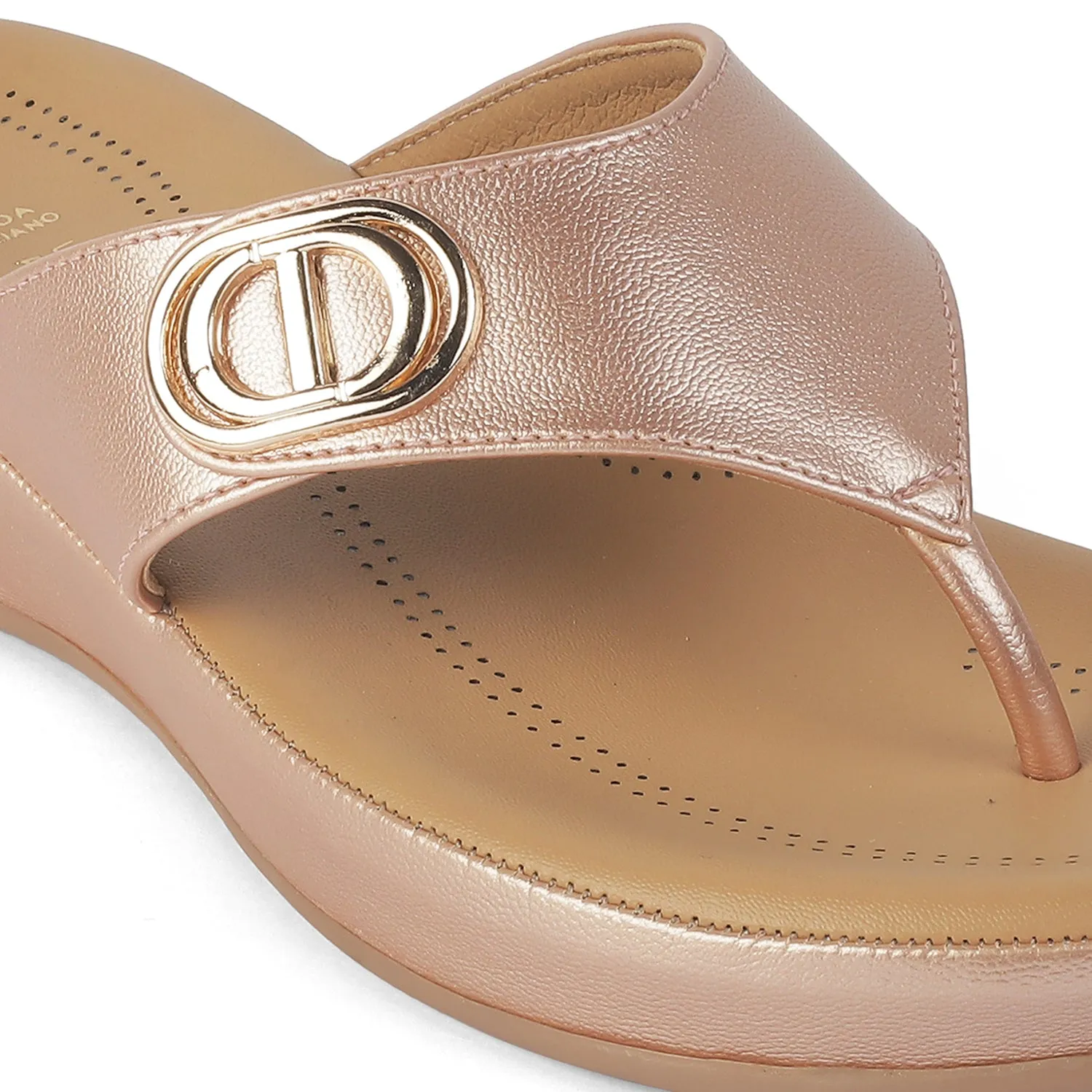 Tresmode Vantaa Champagne Women's Dress Platform Flats