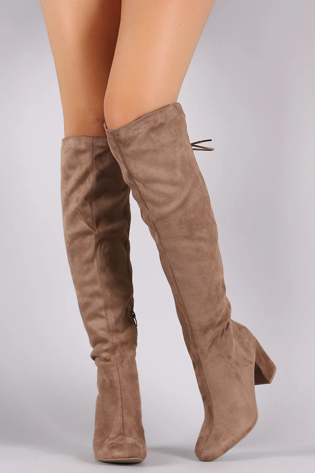 Wild Diva Lounge Suede Back Lace Up Chunky Heeled Boots