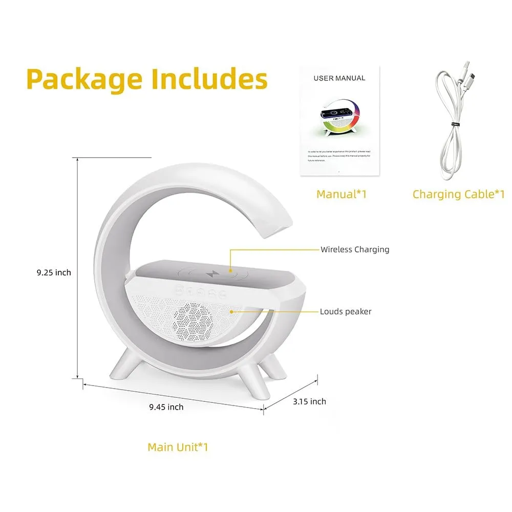 Wireless Charging Speaker | G Shape Light Up Night Light Touch Lamp - White