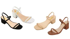 X2B Dindy-1N Women Low Block Heel Sandals